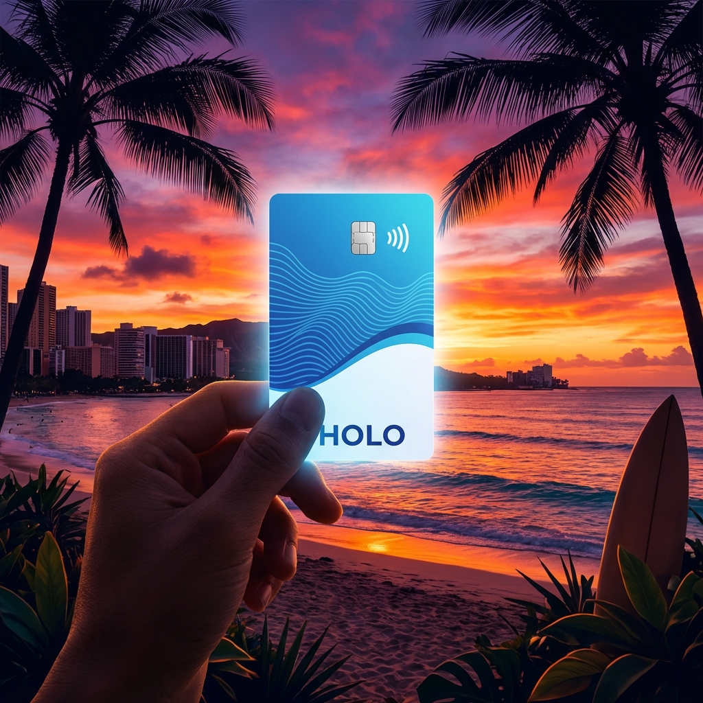 Holo Card in Hawaii sunset